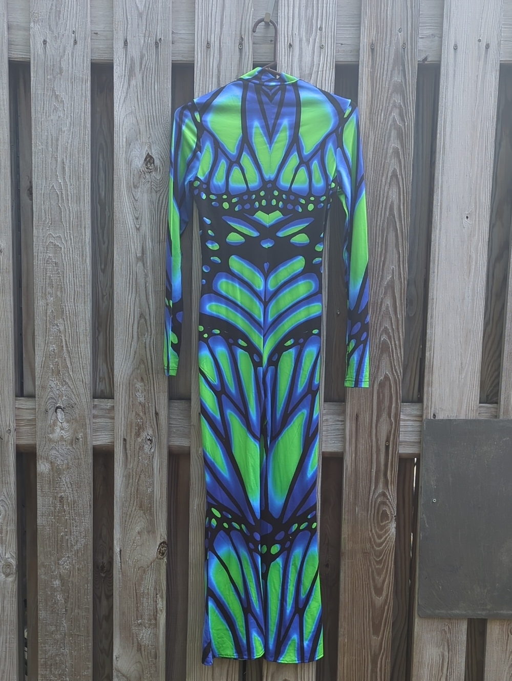 SHEIN Blue & Green Long Sleeve Bodysuit